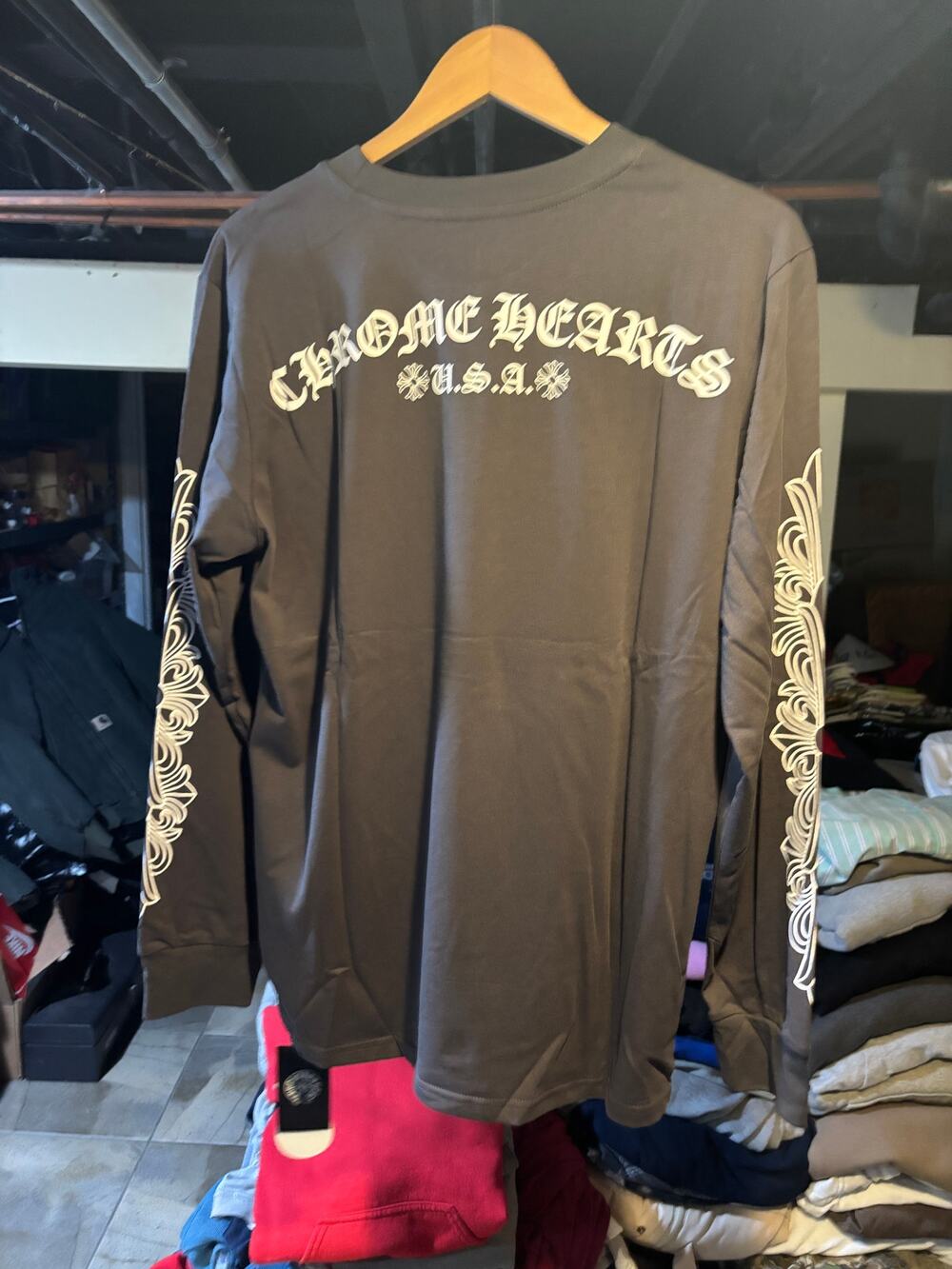 Chrome hearts USA horseshoe longsleeve w/ floral sleeve hit